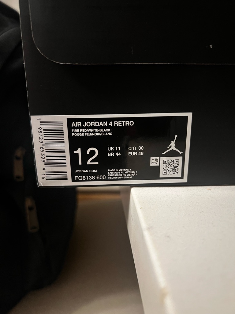 Jordan Air Jordan 4 Retro Fire RedWhiteBlack